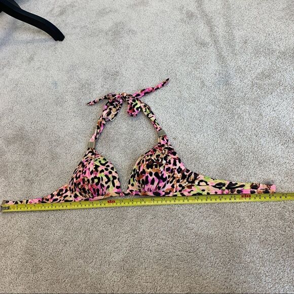 Victorias secret pink animal leopard cheetah print bikini top Sz S - Picture 10 of 12